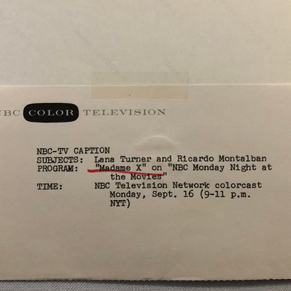 Lana Turner Ricardo Montalban Madame X Movie Film Photo Photograph NBC TV