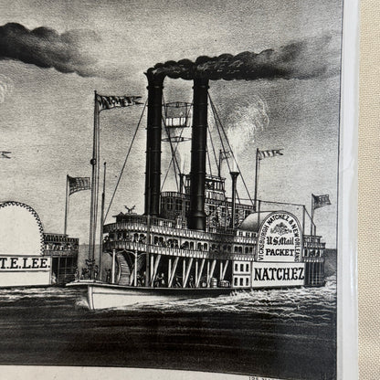 Vintage Photo Photograph Steamboat Boat Ship Race Mississippi Currier & Ives