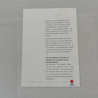 1995 Suzuki Vitara Press Kit German Text European Market Brochure Photos