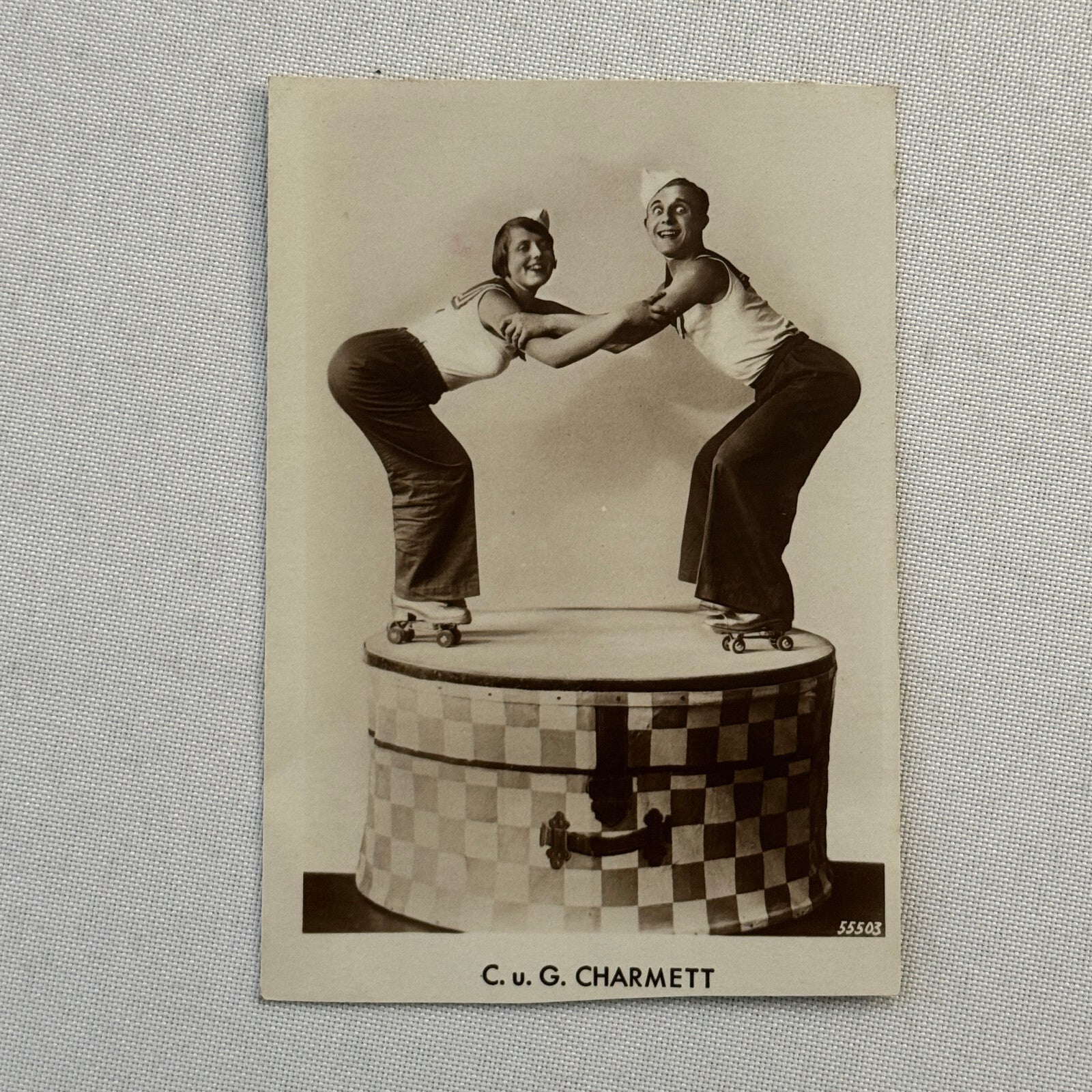 Roller Skating Circus Act Postcard Post Card Lot 2x Charmett European Skate