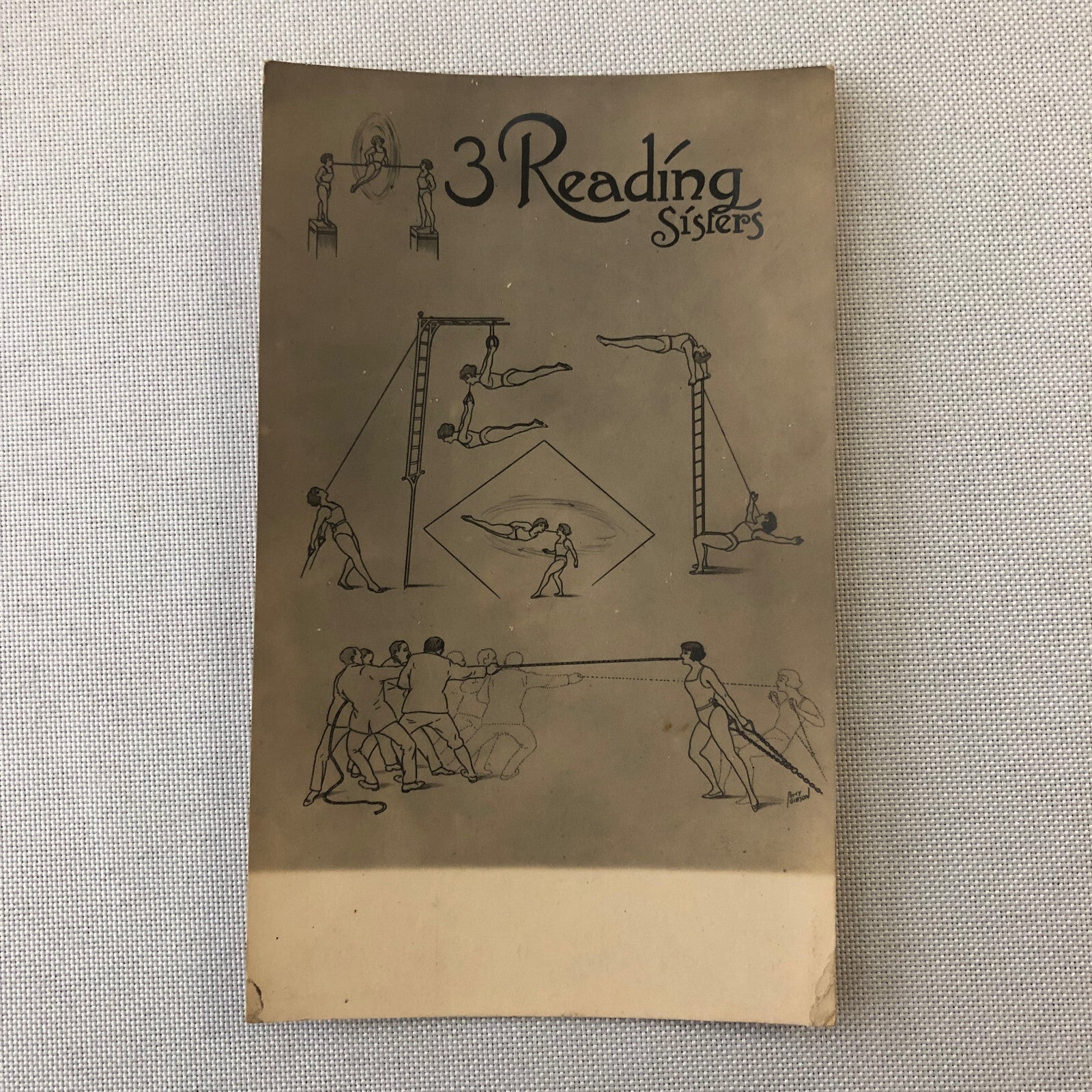 Circus Acrobat Act Postcard Post Card 3 Reading Sisters