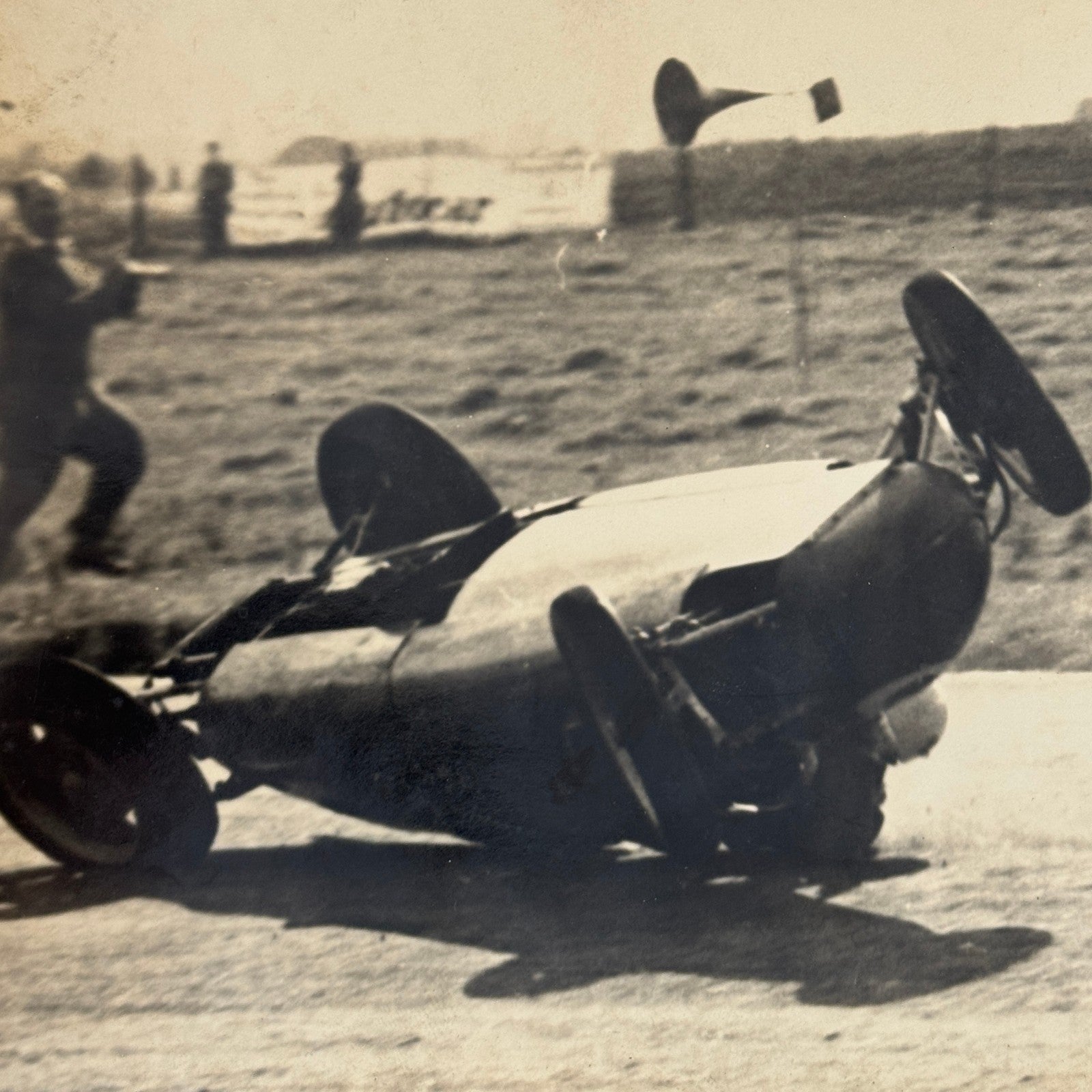 Vintage Racing Photo Stirling Moss Roll Over Accident Wreck Crash 1953 Cooper