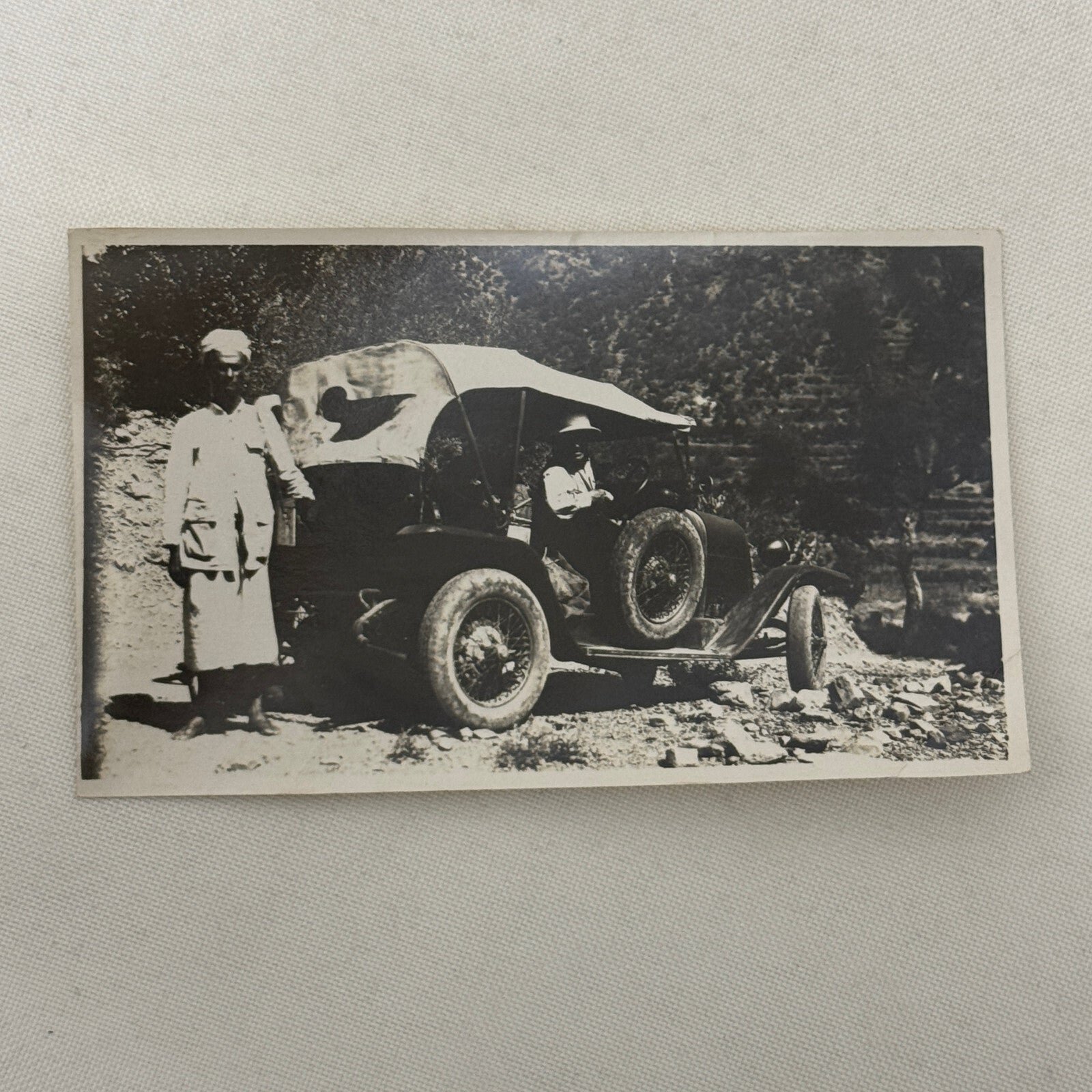 Vintage Photo Photograph Print People with Early Automobile Car