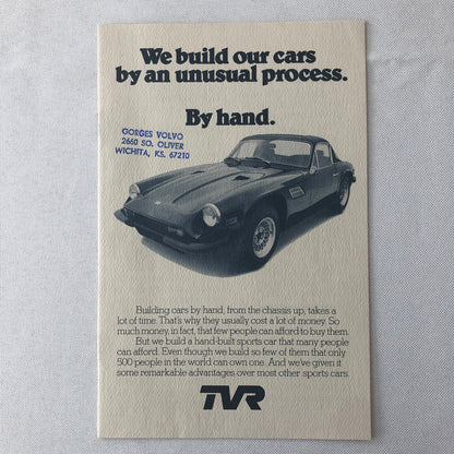 Vintage TVR Car Sales Brochure Catalog Advertising
