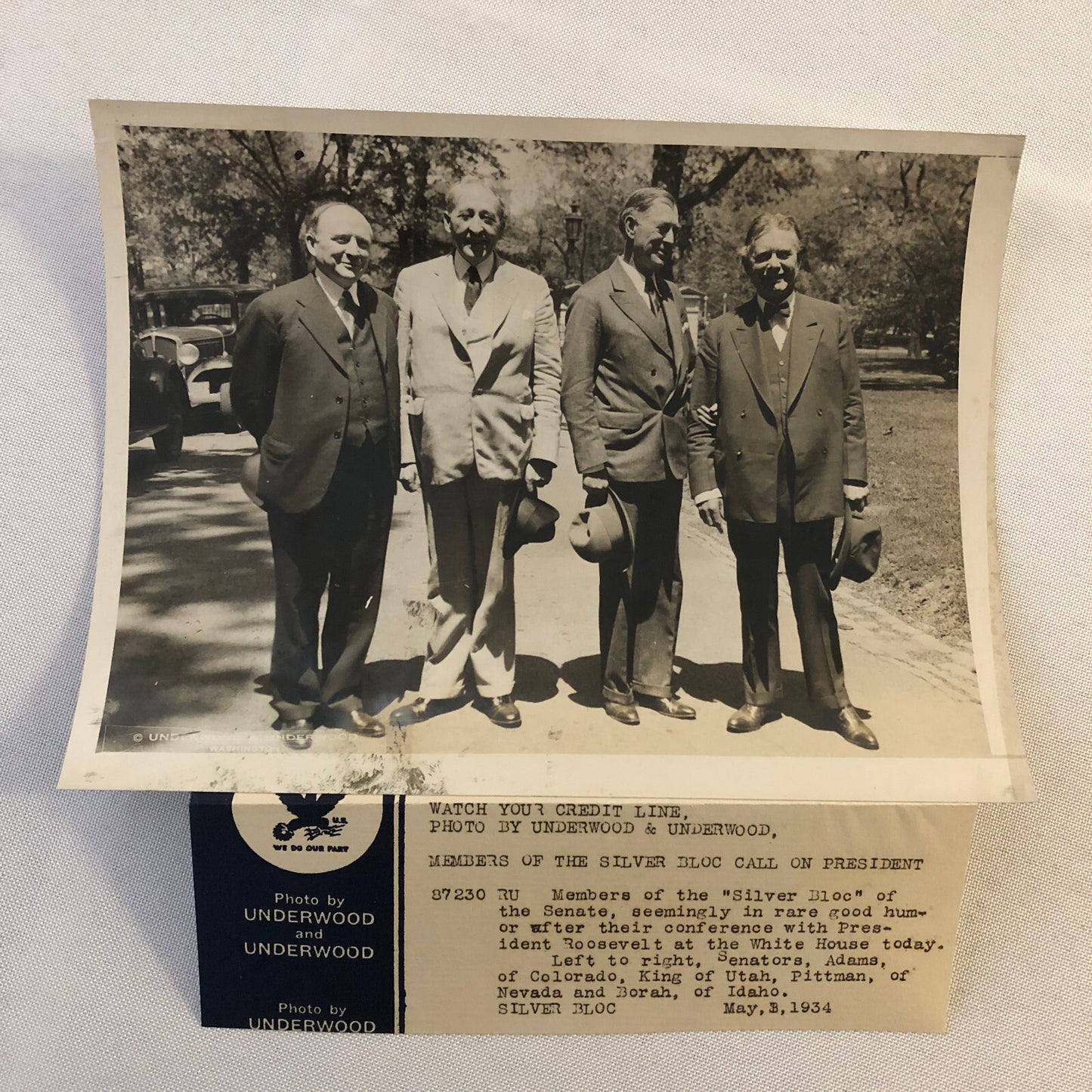 Press Photo Photograph Silver Bloc Senators Senate President Roosevelt 1934