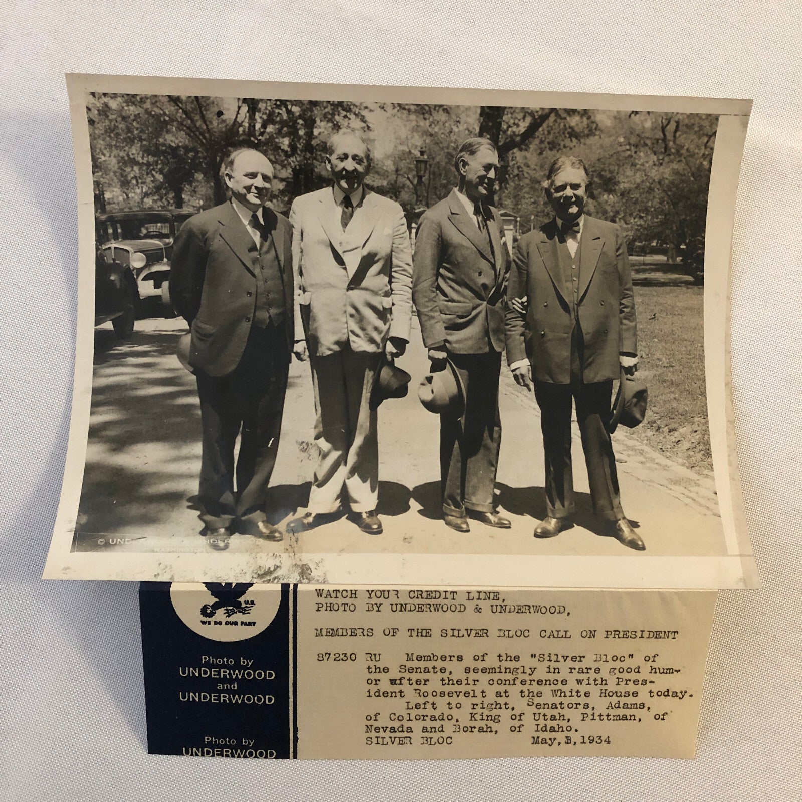 Press Photo Photograph Silver Bloc Senators Senate President Roosevelt 1934