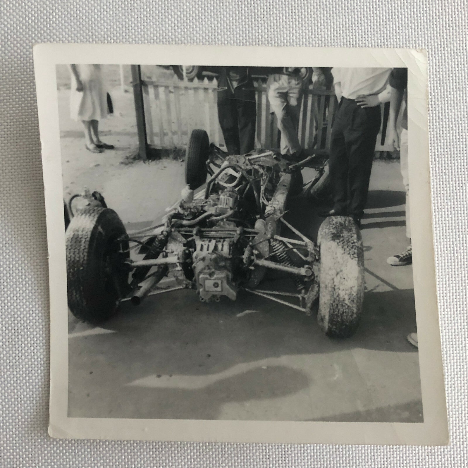 Vintage Racing Car Photo Photograph Print - Wrecked Car
