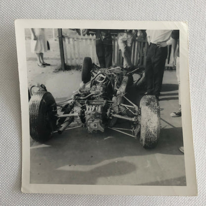 Vintage Racing Car Photo Photograph Print - Wrecked Car