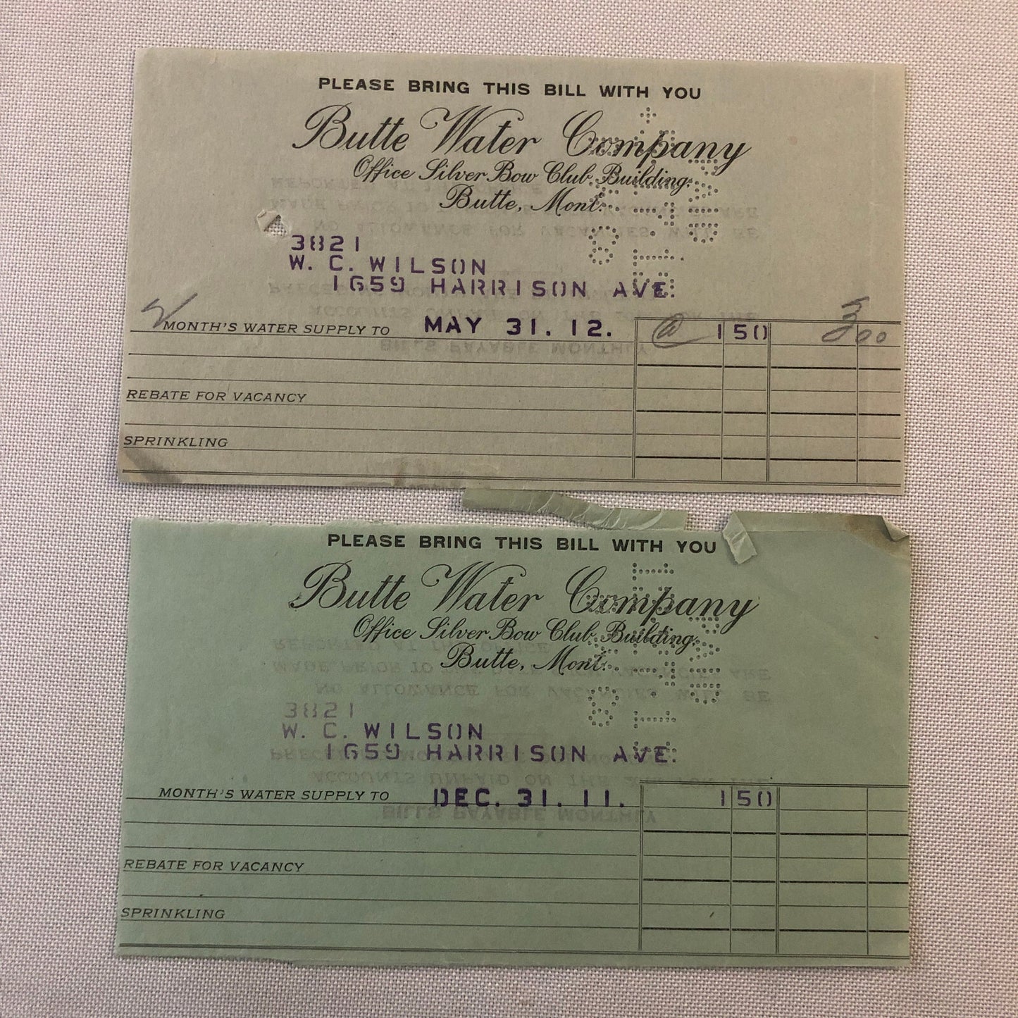 Butte Water Company Butte Montana Newspaper Document Ephemera Lot 9x 1910s