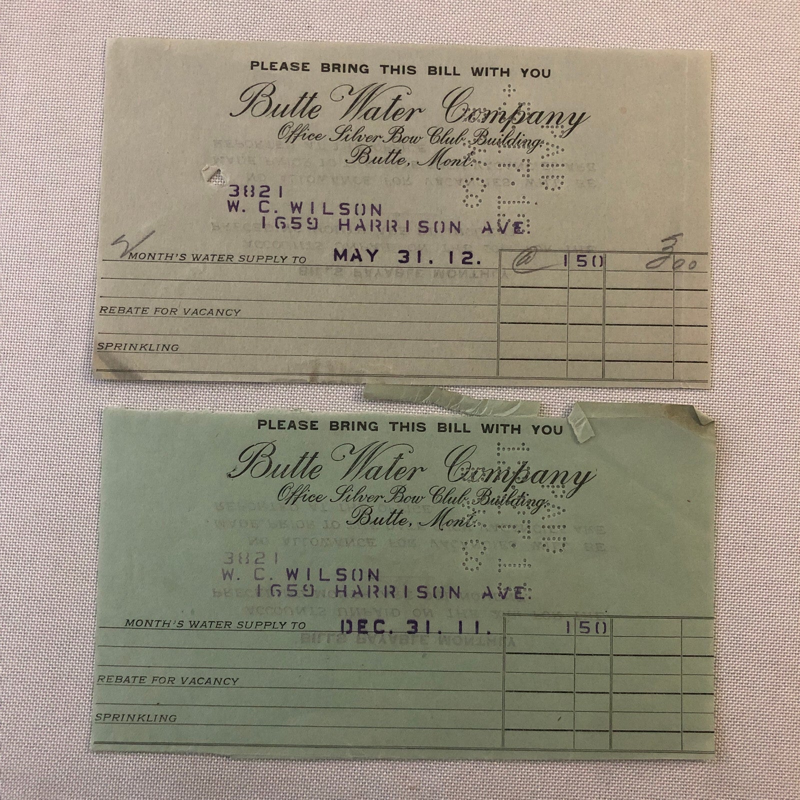 Butte Water Company Butte Montana Newspaper Document Ephemera Lot 9x 1910s