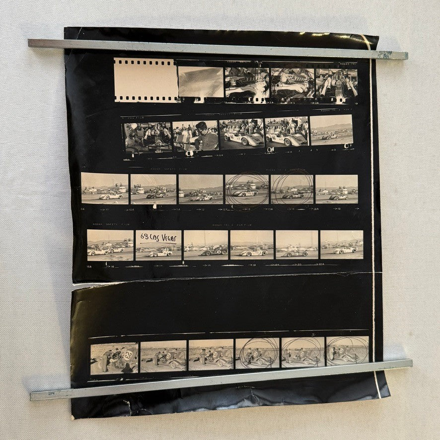 Vintage 1969 Las Vegas Can Am Racing Photo Contact Sheet Photograph Chaparral