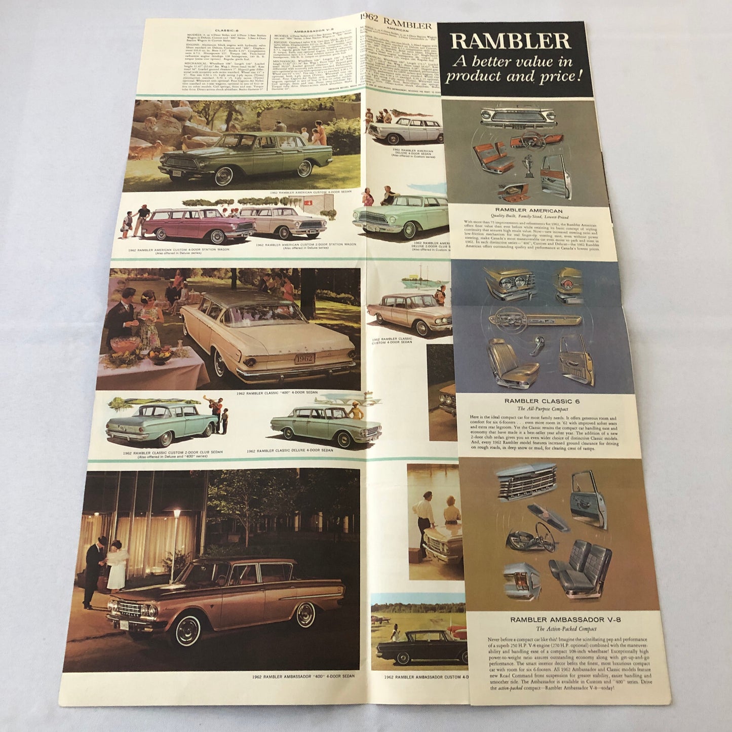1962 Rambler Car Sales Brochure Catalog Classic Ambassador American Convertible