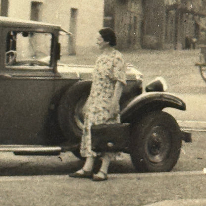 Vintage Photo Photograph Print People with Early Automobile Car