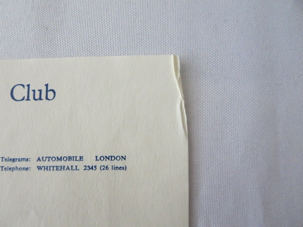1960 Royal Automobile Club London Letter Letterhead