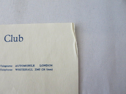 1960 Royal Automobile Club London Letter Letterhead