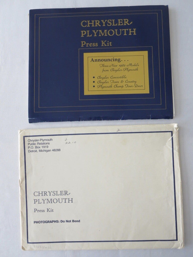 1982 Chrysler Plymouth Press Kit Convertible Town & Country Champ 
