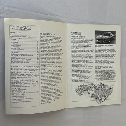 Lancia Rally 037 Rallye Racing Book Dossier Auto Motorsport FRENCH Text