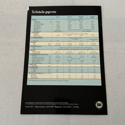 Lancia Delta Car Sales Brochure Catalog German Text GT HF Turbo 1.3