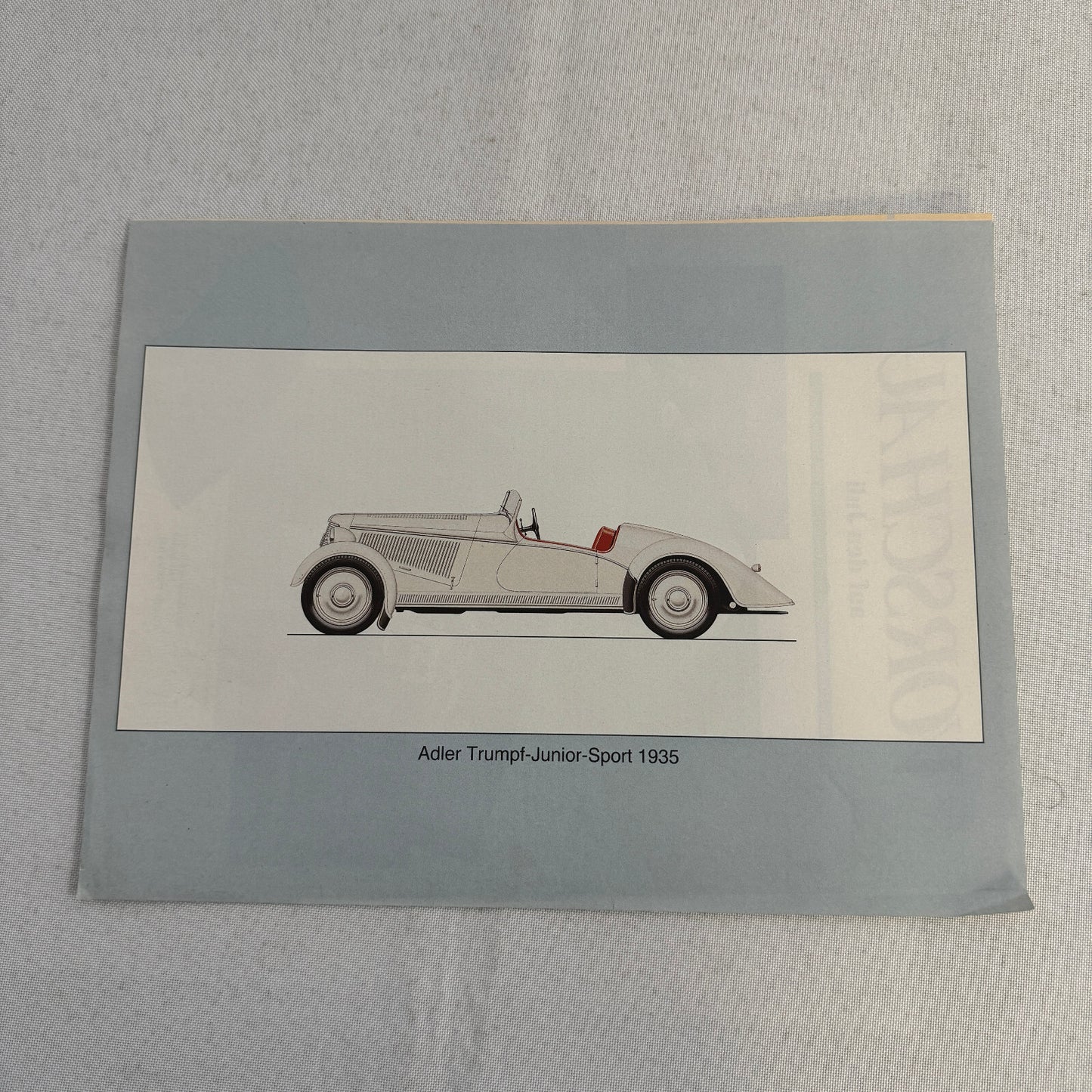 1935 Adler Trumpf Junior Sport Car Illustration Art Drawing Hand Drawn Vintage