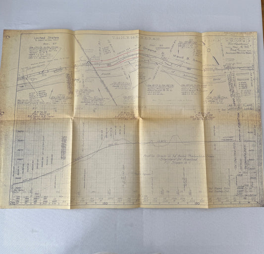 1931 California Highway Dept “As Built” Road Plan Map Blueprint T11N R14E MDB&M
