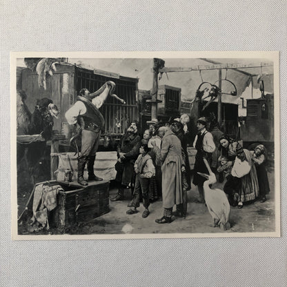 Circus Painting Vintage Photo Photograph Snake Camel Birds Animal Act