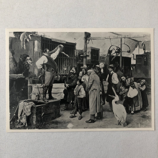 Circus Painting Vintage Photo Photograph Snake Camel Birds Animal Act