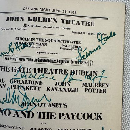 Juno and the Paycock Cast Signed Playbill 1988 Autographed Maureen Potter +