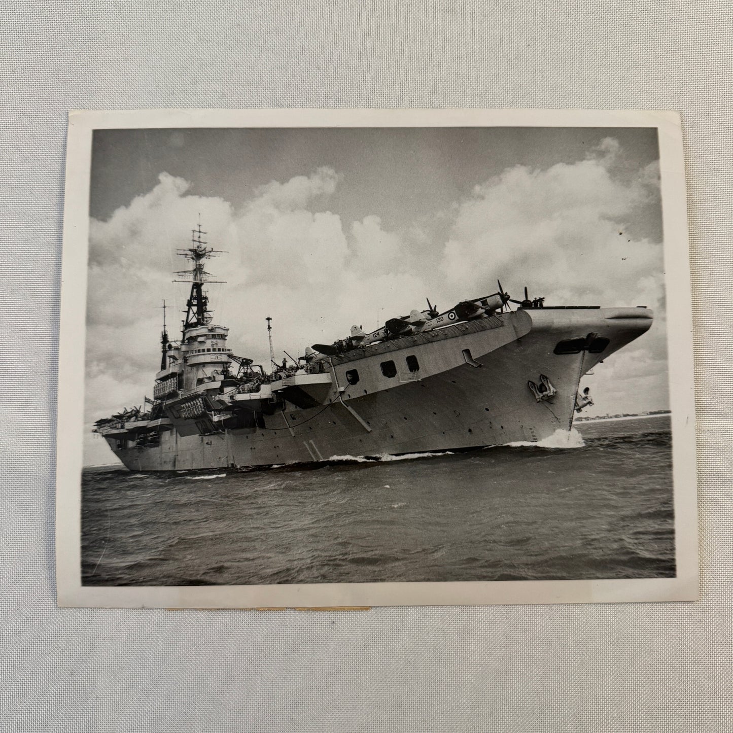 British Navy Aircraft Carrier HMS Theseus Vintage Press Photo Photograph Korea