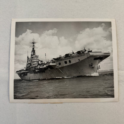 British Navy Aircraft Carrier HMS Theseus Vintage Press Photo Photograph Korea