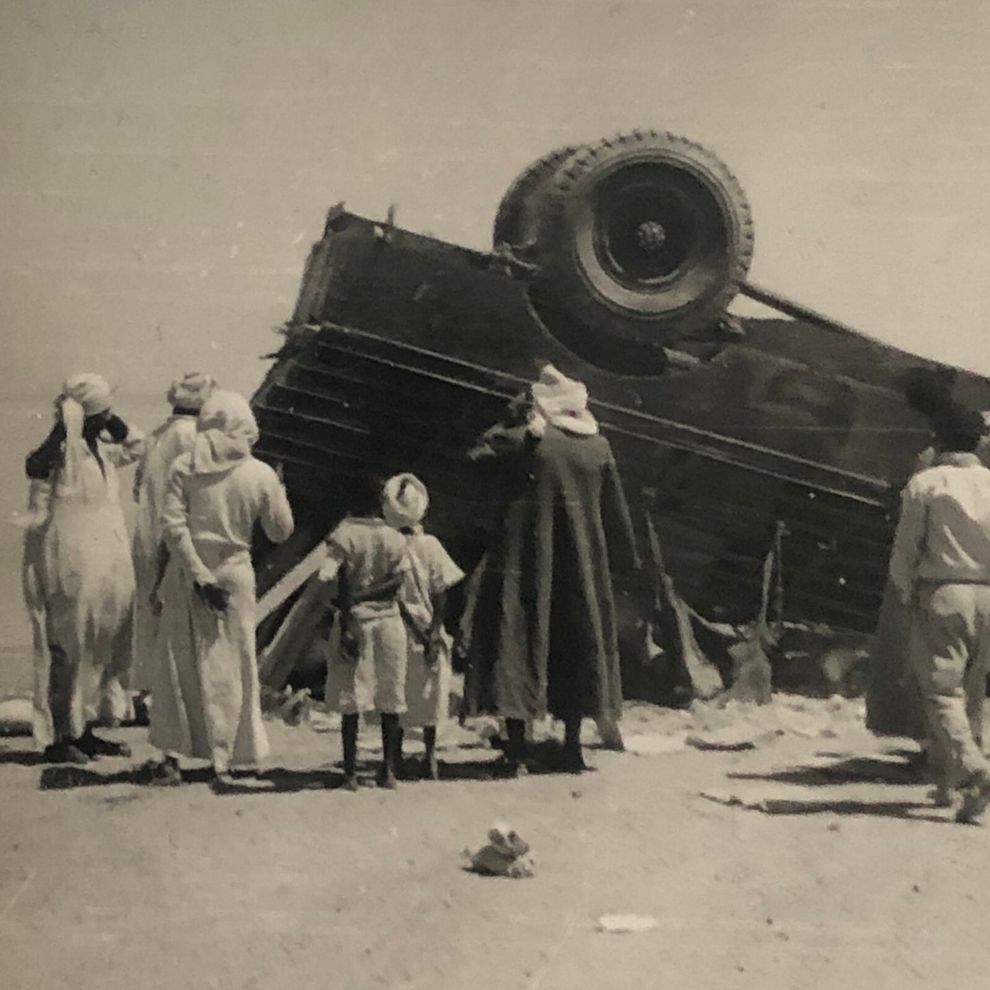 Vintage Photo Photograph Print Accident Wreck Truck Roll Over