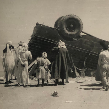 Vintage Photo Photograph Print Accident Wreck Truck Roll Over
