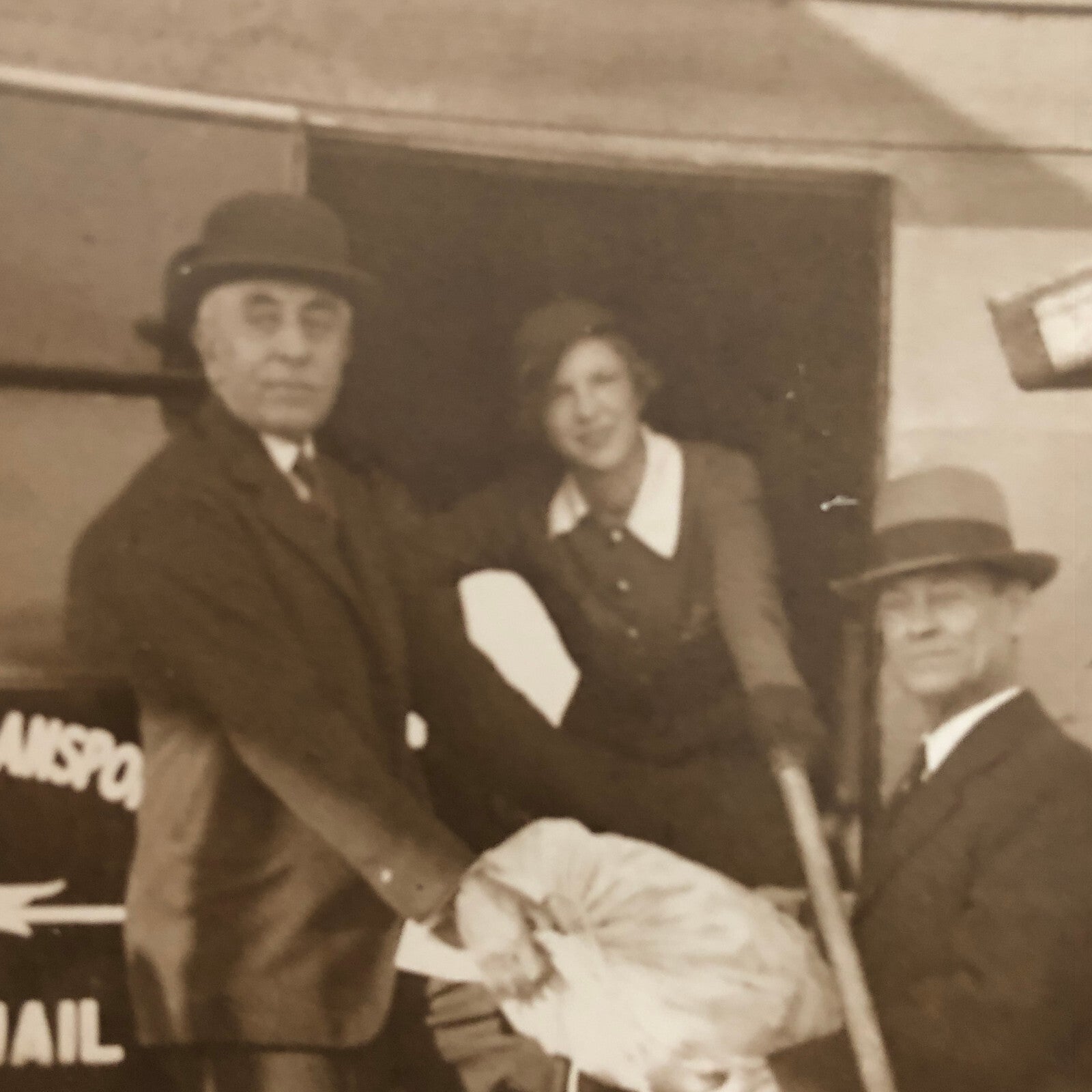 Press Photo Photograph Calvin Coolidge Secretary Pays Election Bet 1932 Airplane