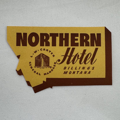 Vintage Travel Luggage Label Northern Hotel Billings Montana
