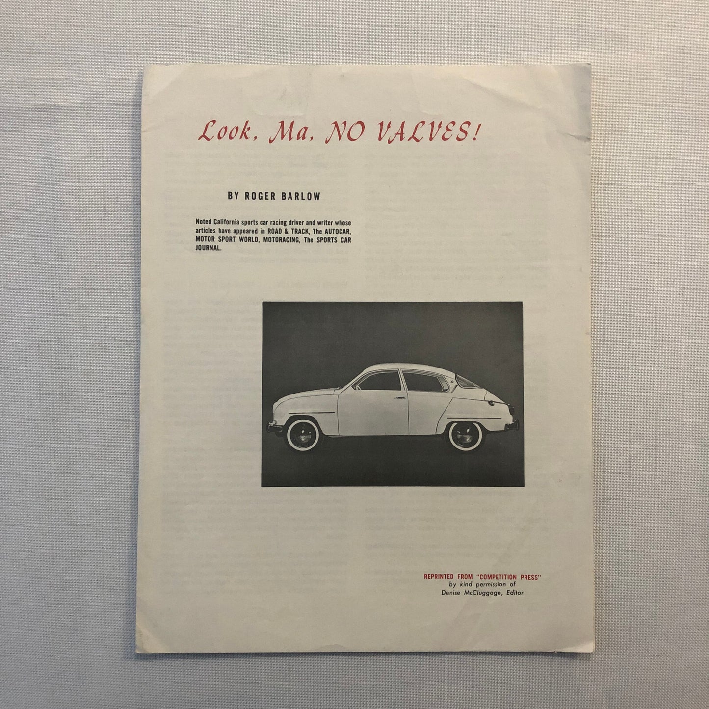 Vintage Saab Sales Brochure Catalog Look Ma No Valves Roger Barlow