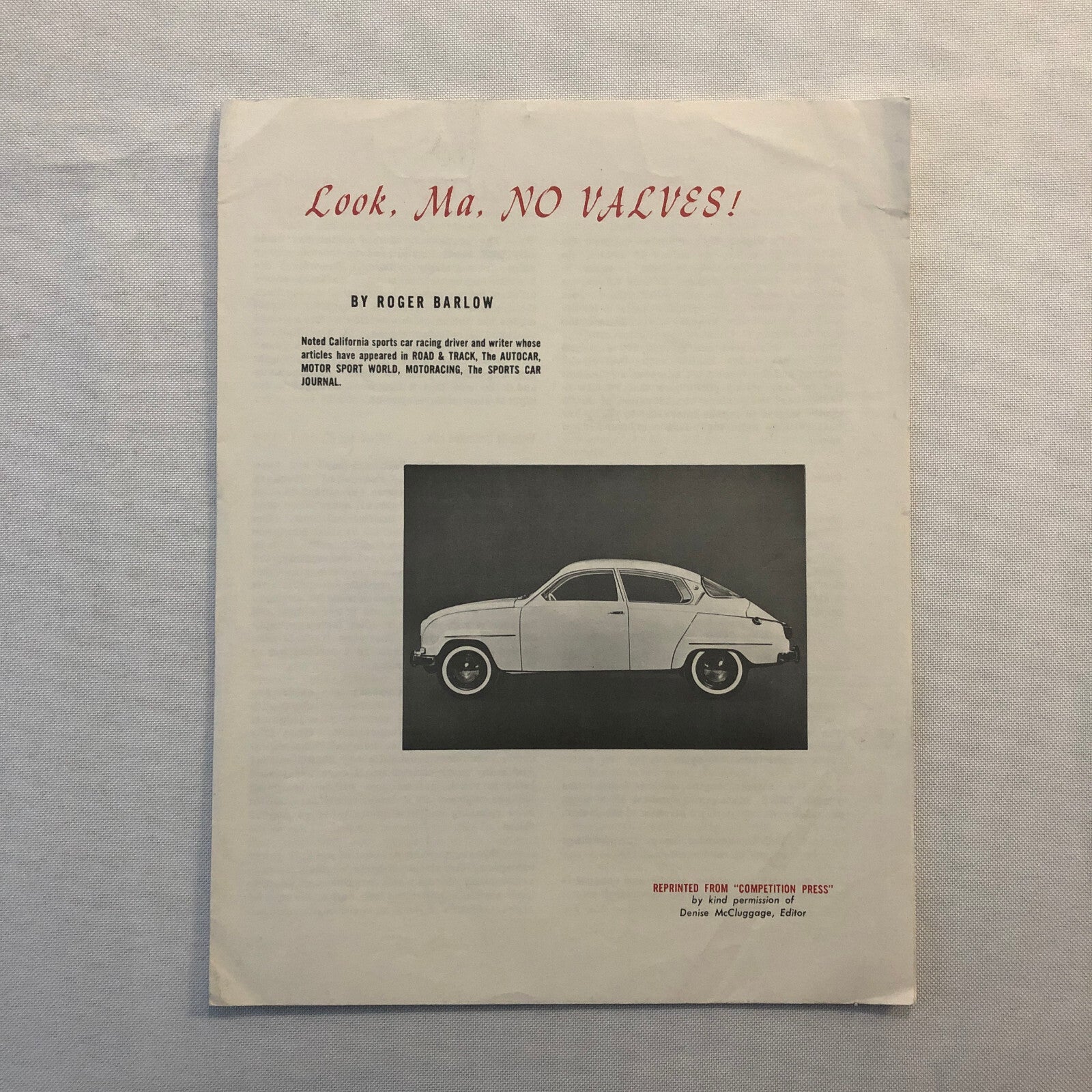 Vintage Saab Sales Brochure Catalog Look Ma No Valves Roger Barlow