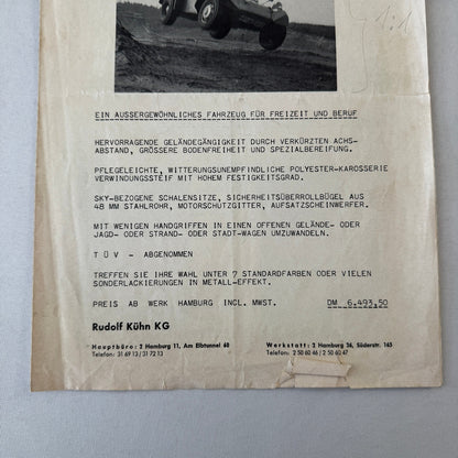 Haz Buggy Dune Buggy Vintage Brochure Flyer Advertisement Ephemera Car GERMAN