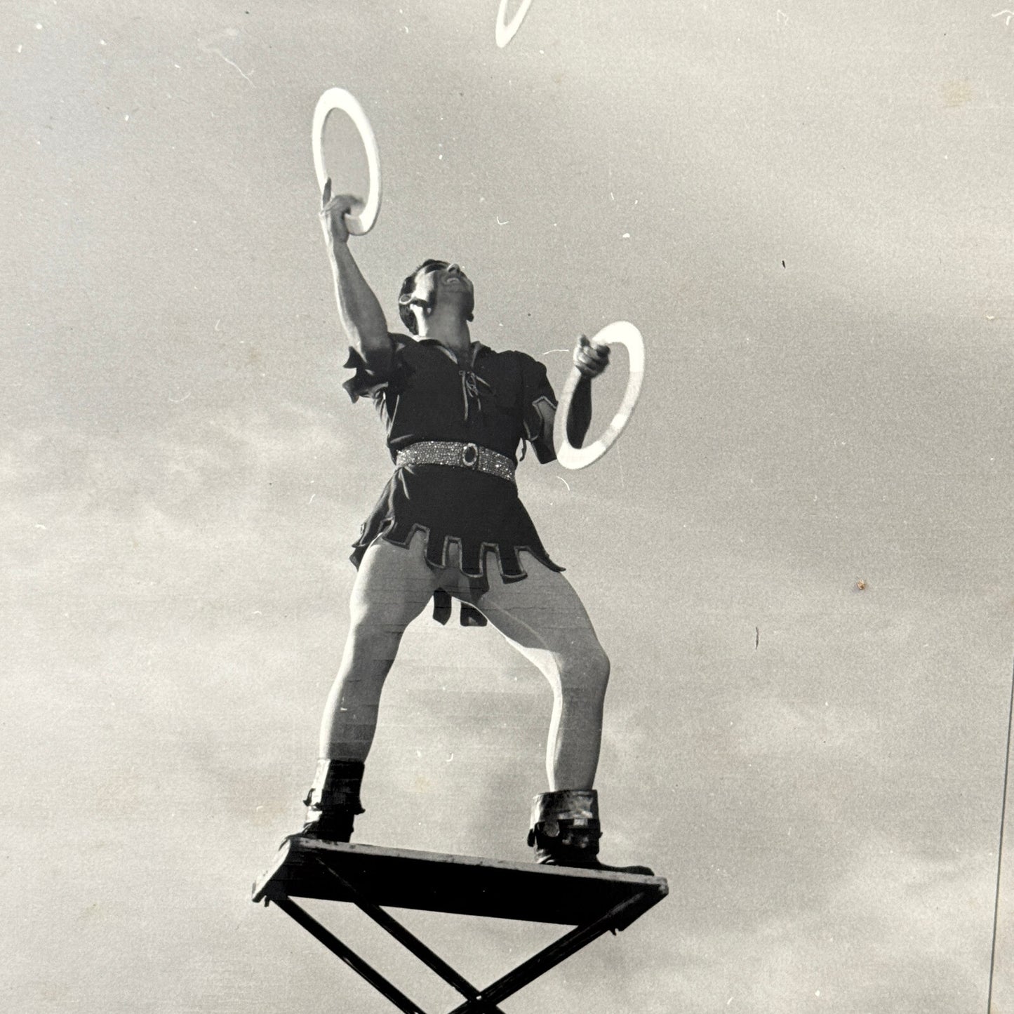 Circus Juggling Balancing Acrobat Act Photo Photograph Vintage Robin Hood