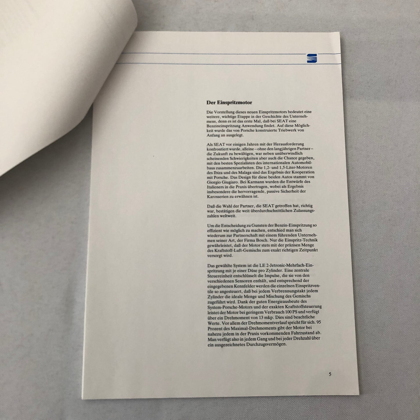 1987 SEAT Malaga Injection Car Press Kit Photos Brochure GERMAN Text