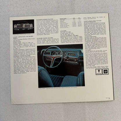 1974 Pontiac LeMans Car Sales Brochure Catalog Advertising