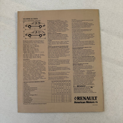Renault 18 Sedan and Station Wagon Sales Brochure Catalog Vintage Advertising