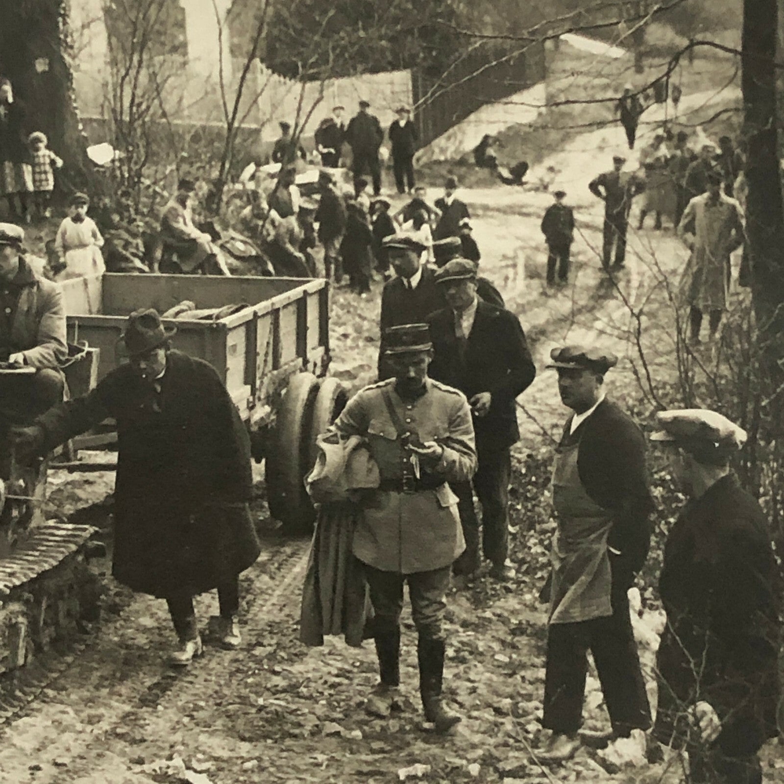 Antique Photo Photograph Road Clearing Tractor Vehicle 1920s Meurisse Rally ? 