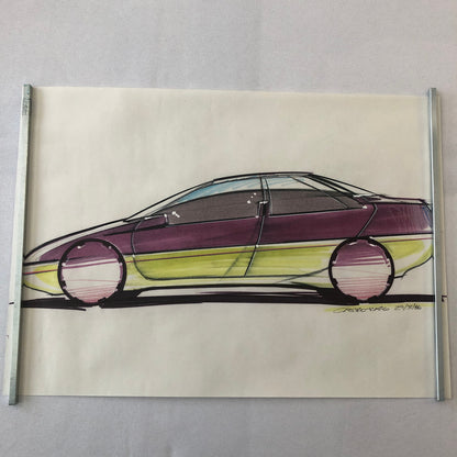 Car Styling Concept Illustration Art Drawing Sketch Vintage Signed 1986