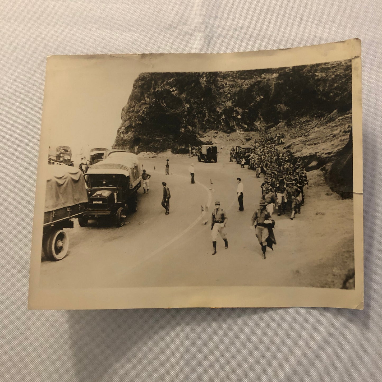 Press Photo Photograph United States Army 27th Infantry Trucks Soldiers Military