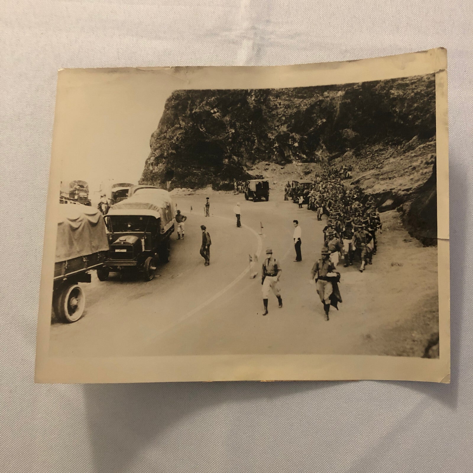 Press Photo Photograph United States Army 27th Infantry Trucks Soldiers Military