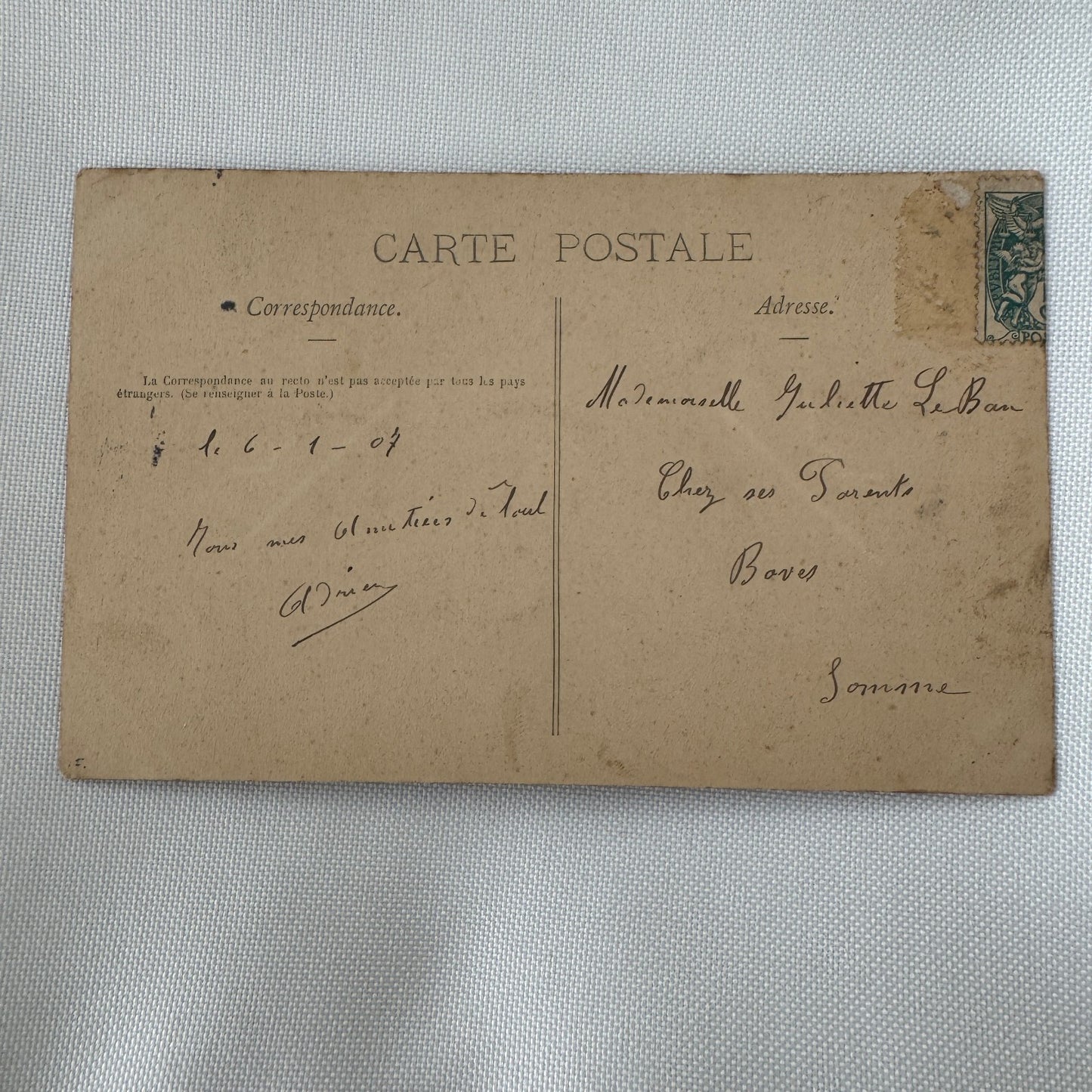 Vintage Zeppelin Airship Dirigible Postcard Post Card French Le Lebaudy 1907