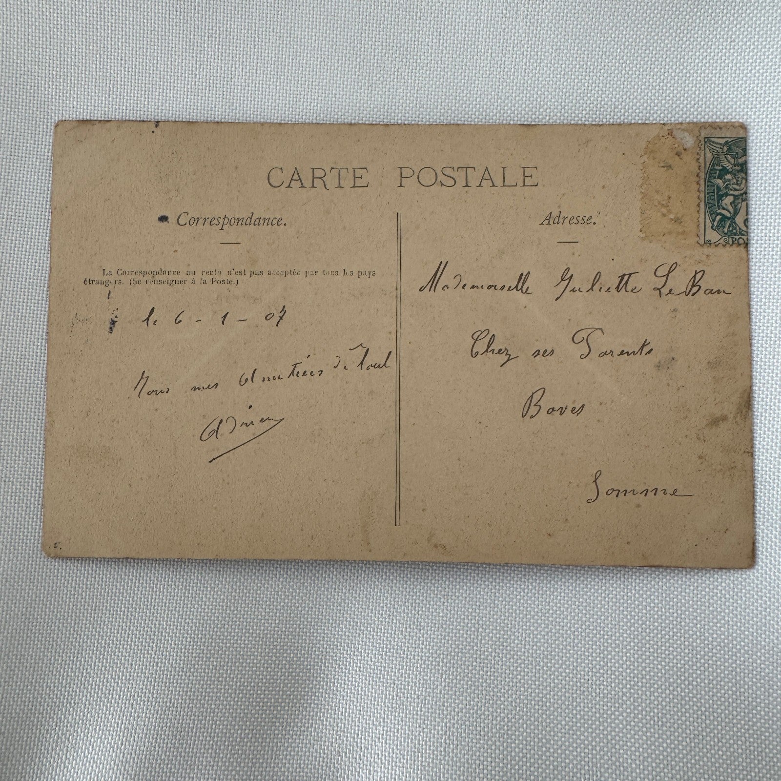 Vintage Zeppelin Airship Dirigible Postcard Post Card French Le Lebaudy 1907