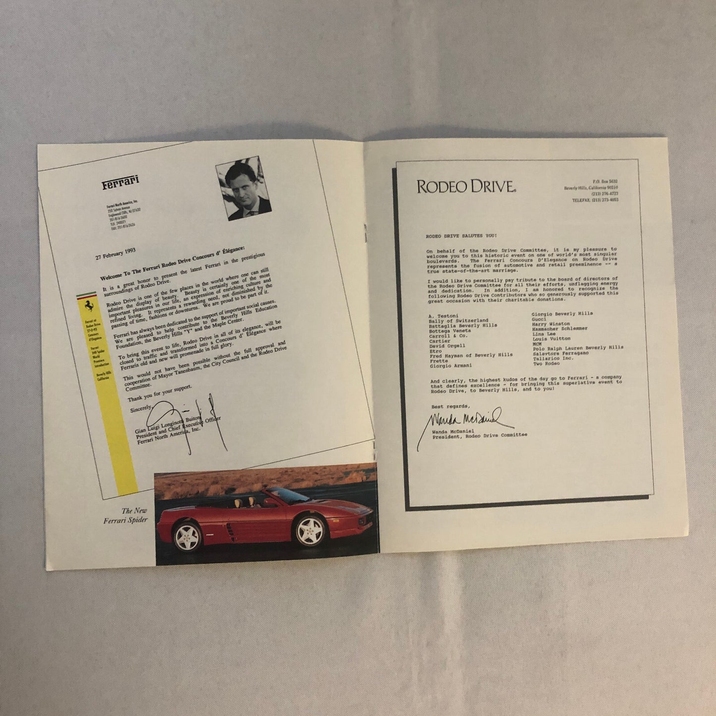 Ferrari at Rodeo Drive Event Program Brochure 1993