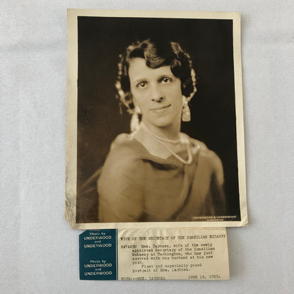 Press Photo Photograph Wife of Brazilian Embassy Secretary Brazil 1928