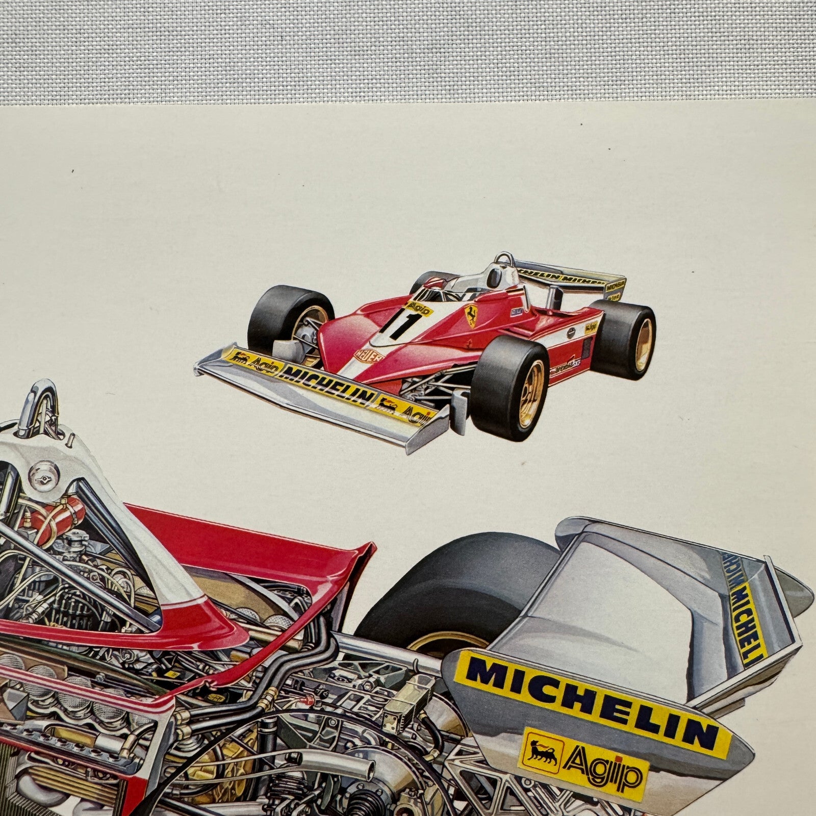 Ferrari 312 T3 Racing Car Cutaway Illustration Mini Poster