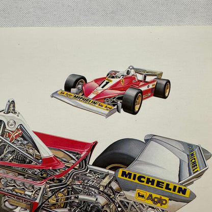 Ferrari 312 T3 Racing Car Cutaway Illustration Mini Poster